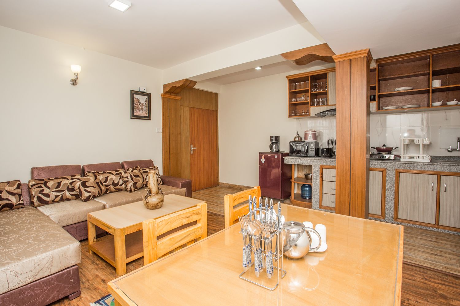 Dhaulagiri Suite — the bedroom, opening to the living area